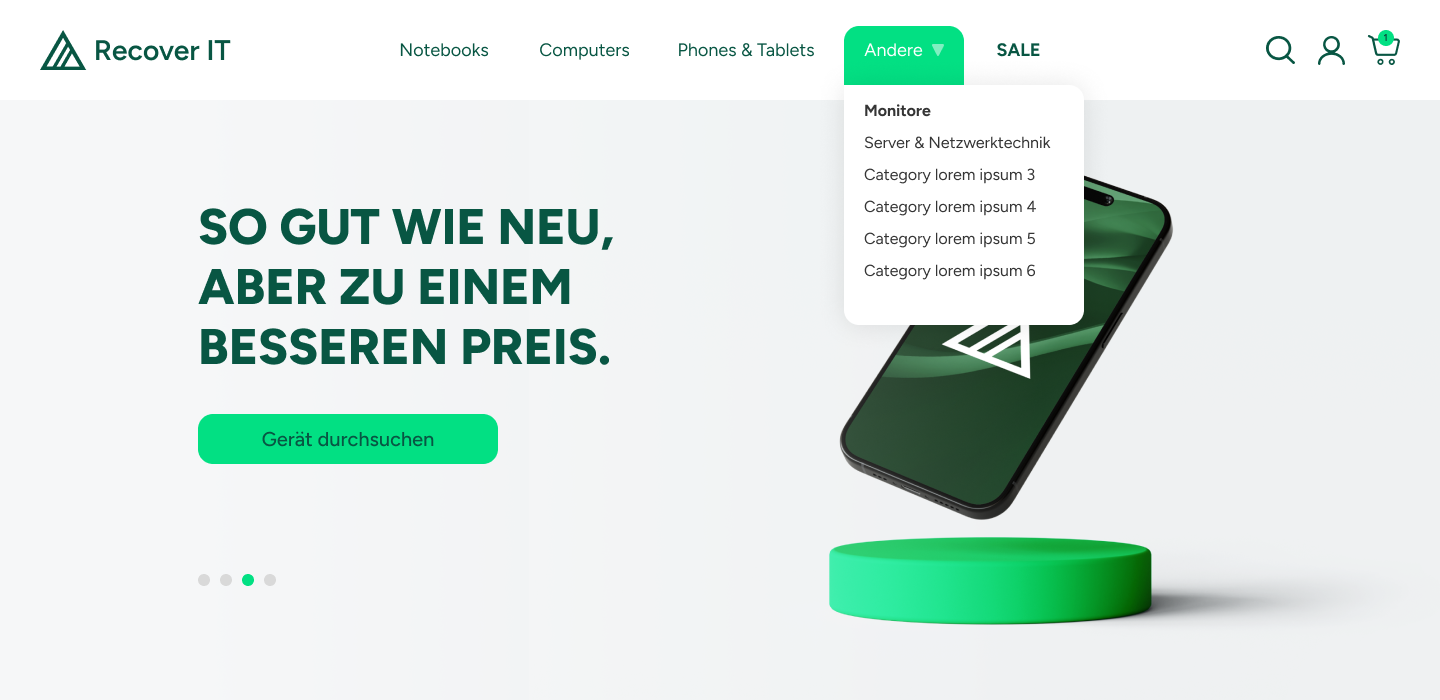 Recover IT website navigation menu